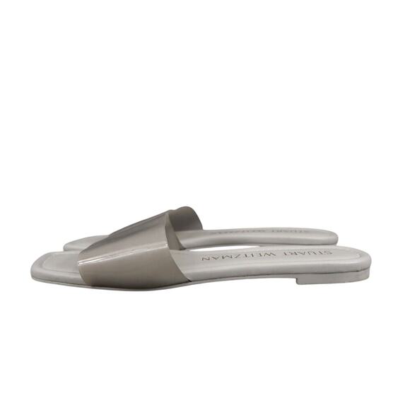 Stuart Weitzman Shoes Womens 8 Sandal Slides Jelly Flat Square Toe Grey Summer - Picture 4 of 13
